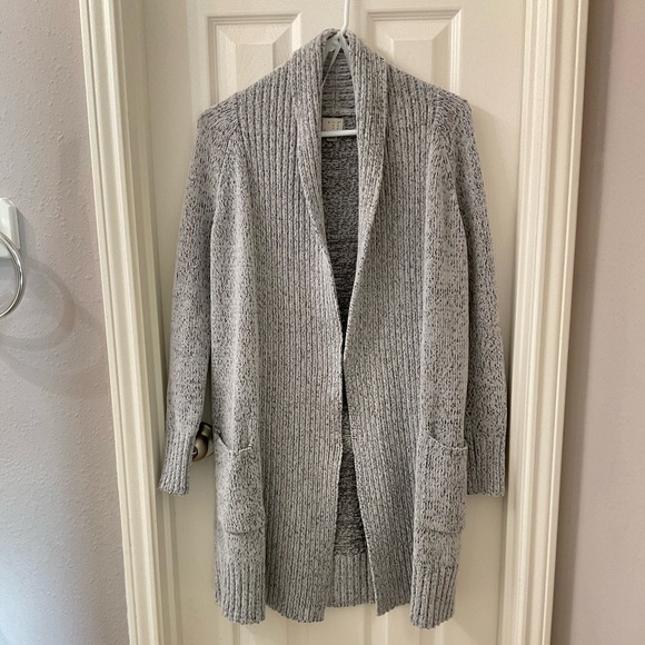 A New Day Long Cardigan Sweater, Heather Gray, Size XS, Shawl Collar, Open Front - Picture 1 of 11